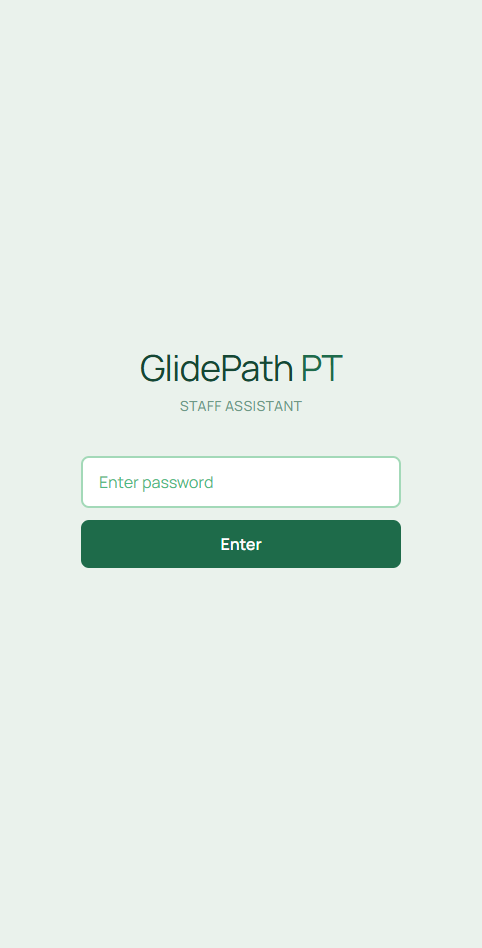 Staff assistant login screen